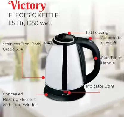 Baltra BC-150/ victory 1.5L SS Cordless Electric Kettle (1.5 L, Silver, Black) Baltra BC-150/ victory 1.5L SS Cordless Electric Kettle (1.5 L, Silver, Black)